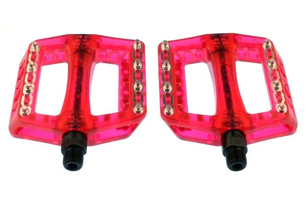 Педали Wellgo B-108RP, полупрозрачный крепкий пластик, Cr-Mo ось, красные Педали Wellgo B-108RP, полупрозрачный крепкий пластик, Cr-Mo ось, красные